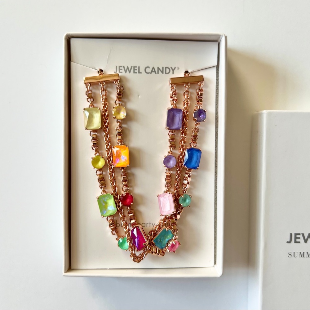 Bomb Party Jewel Candy Bracelet - “The Monroe” RBP7364 (Pastel Rainbow Taffy)